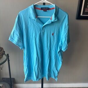 U.S. Polo Assn. Men's Polo Shirt Teal with Coral Accent